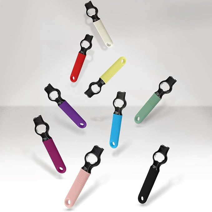 2-Pack Magnetic Beer Bottle Opener & Soda Can Opener, 2-in-1 Bottle Opener and Can Tab Opener Tool for Bartender, Long Nails, Arthritis, Silicone Handle with Build in Magnet - Dark Purple