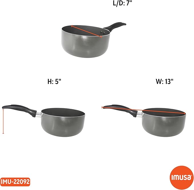 IMUSA 2.0 Qt PFAS Free Ceramic Nonstick Saucepan, Small Pot for Sauces, Gravies, Soups, Stews, Boiling & Heating, Aluminum Cookware with Cool-Touch Handle