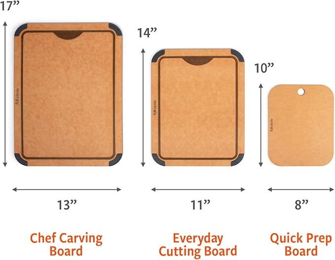 Full Circle Chop To It Chef’s Carving Cutting Board – Large Size 13”x17" – Dishwasher Safe, Reversible & Lightweight, Naturally Bonded Kraft Paper, Non-Slip Feet with Juice Groove