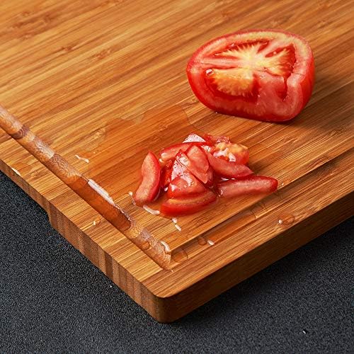 Allsum Extra Large Carbonized Bamboo Wood Cutting Boards for Kitchen, Huge Chopping Board with Juice Grooves & Handles Resisting to Warping and Cracking, Huge Charcuterie Boards, 24"L x 18"W