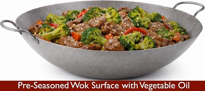 20 Inch Steel Wok-Cantonese Style-Ideal for Stir Fry, Asian Cooking