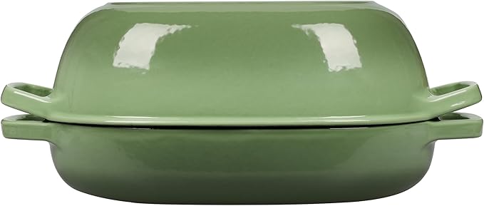 Enameled Cast Iron Oval Dutch Oven Pot with Lid, Dutch Oven for Sourdough Bread Baking, Bread Oven, Bread Dutch Oven, Oval Bread Pan, 7qt, Pistachio Green