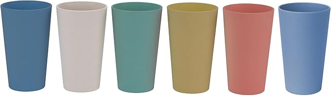 LuckyZone Wheat Straw Unbreakable Cup | 20 oz Reusable Water Drinking Glasses Sets of 6 | Lightweight Tumbler for Kitchen Outdoor | Dishwasher Safe, BPA Free and Eco friendly (20 oz, 6Pcs/6Color_H)