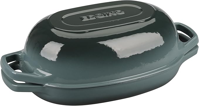 Enameled Cast Iron Oval Dutch Oven Pot with Lid, Dutch Oven for Sourdough Bread Baking, Bread Oven, Bread Dutch Oven, Oval Bread Pan, 5qt, Slateblue