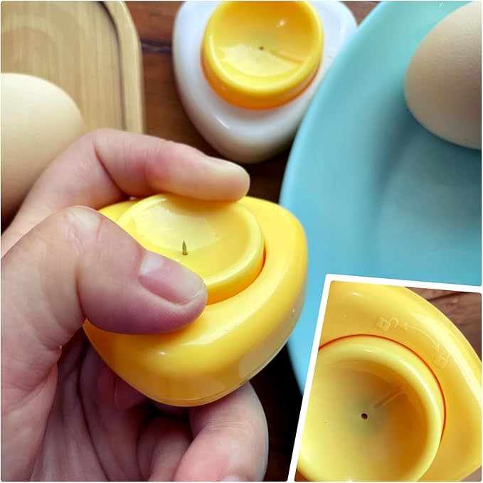 Magnetic Egg Piercer for Hard Boiled Eggs, Jawbush Egg Poker Tool with Safety Lock, Super Easy Egg Peeler and Egg Hole Puncher for Raw Eggs, Egg Pricker with Stainless Steel Pin