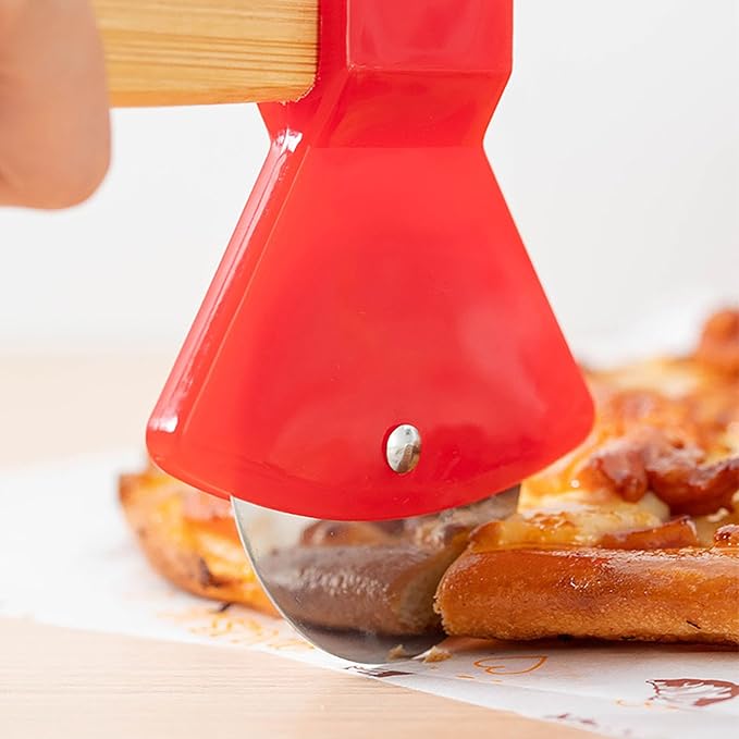 Axe Head Shape Pizza Cutter, 9 Inch x 4 Inch Stainless Steel Pizza Knife Sharp Blade for Cutting of Pizza, Bread and Cake (red)