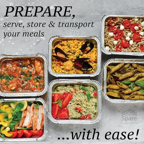 110 Pack - Small Aluminum Pans with Plastic Lids 1LB Disposable Baking Foil Containers, Takeout Food Storage, Freezer, for Restaurants & Catering - Size 5.5x4.5x1.9