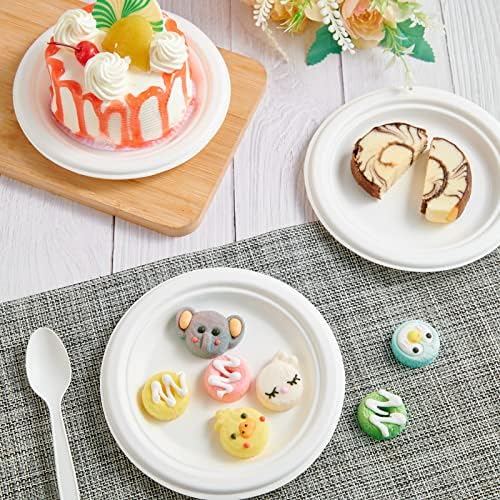 ECOLipak 6.85 in 150 Pack White Compostable Disposable Dessert Paper Plates