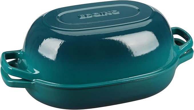 Enameled Cast Iron Oval Dutch Oven Pot with Lid, Dutch Oven for Sourdough Bread Baking, Bread Oven, Bread Dutch Oven, Oval Bread Pan, 7qt, Darkcyan