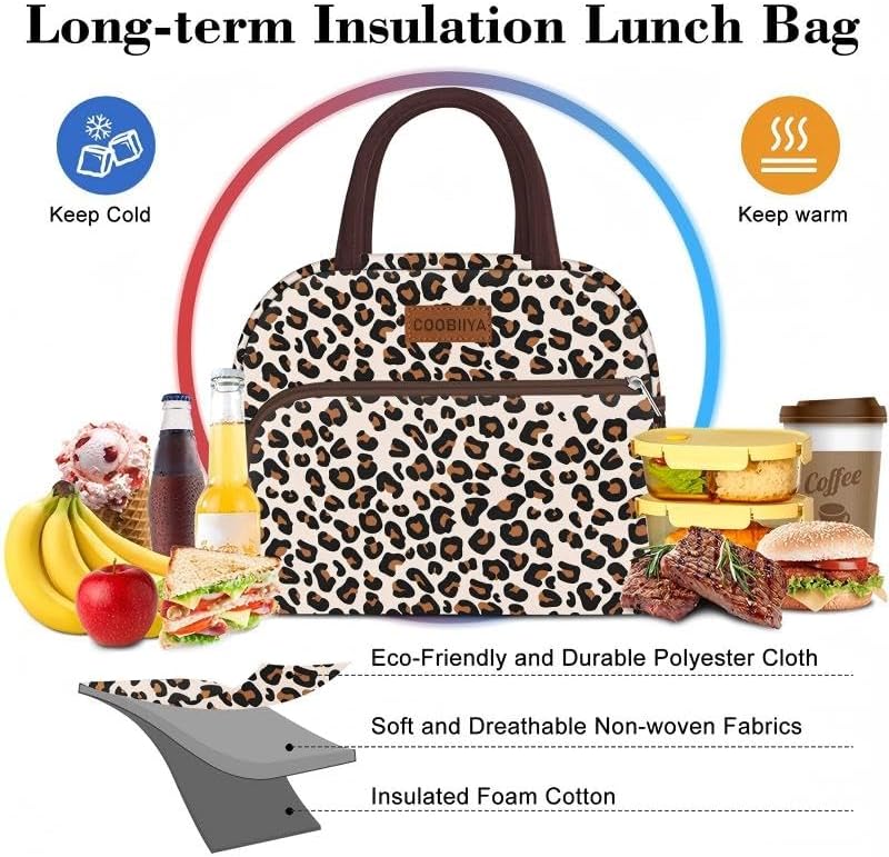 Coobiiya Lunch Box for Women, Reusable Cute Insulated Lunch bag Tote Bags