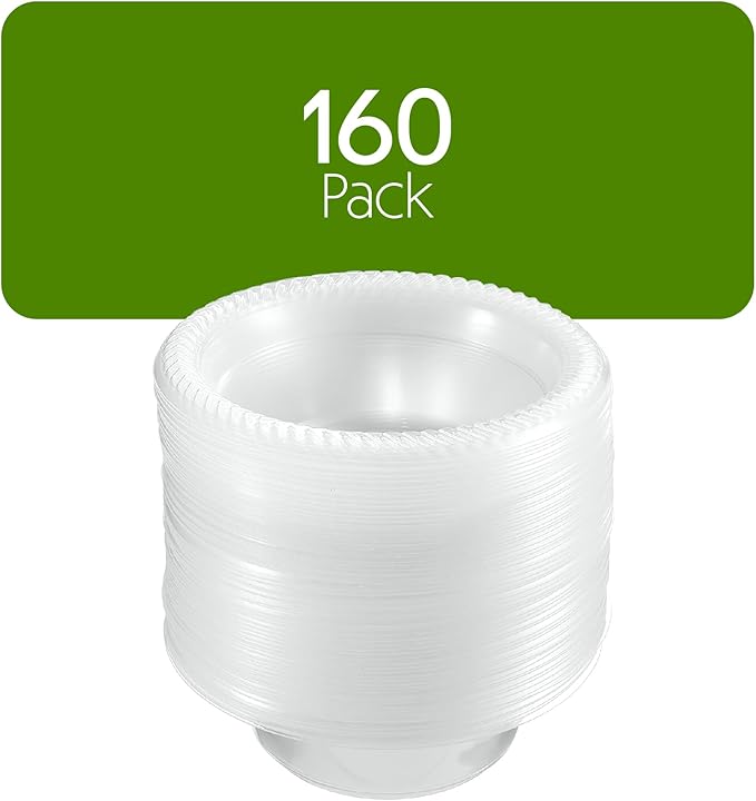 PLASTICPRO 160 Pack Clear Plastic Soup Bowls 5 oz Bulk Pack Durable Disposable Small Plastic Bowls for Parties Events BBQ