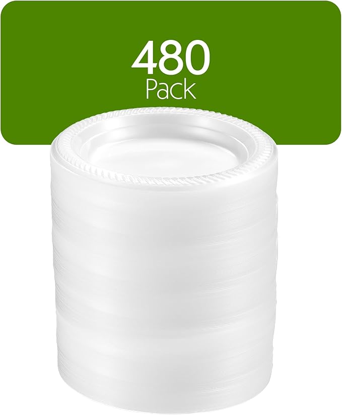 PLASTICPRO 480 Pack Clear Plastic Plates 6 Inch Bulk Pack Durable Disposable Plastic Dinner Plates for Parties Events BBQ