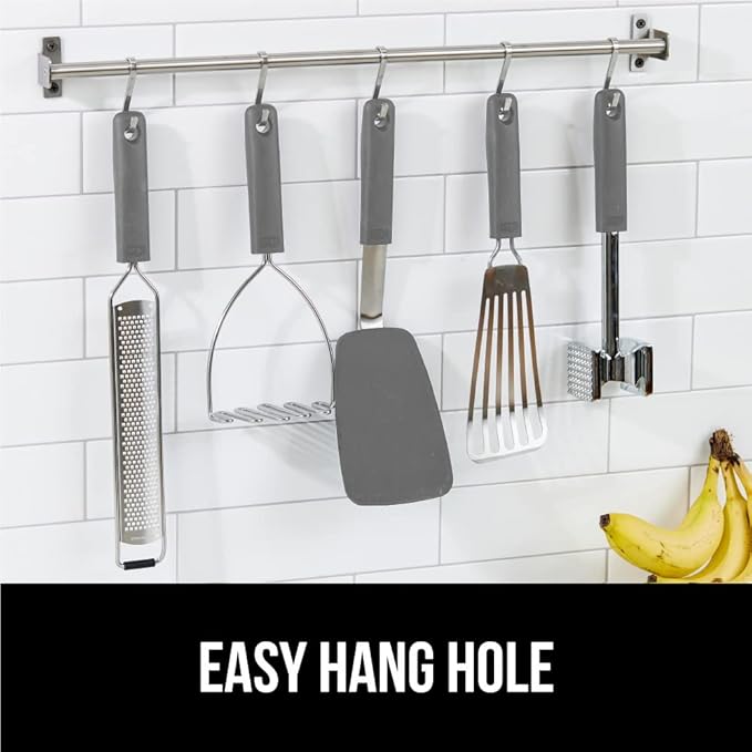 GORILLA GRIP Food Grade Flexible Silicone Spatula, 2 Pack, Heat Resistant Head for Nonstick Frying Pan, Patented Soft Rubber Handle for Comfort, Non-Scratch Kitchen Turner, Flip Eggs, 11.6 in, Gray