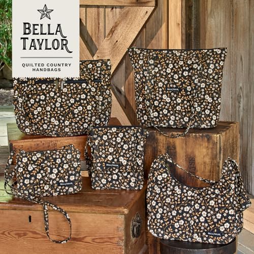 Bella Taylor Lunch Tote, Quilted Lunch Bag, Vintage Vine Black