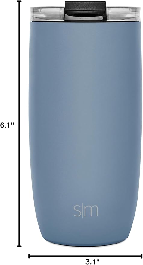 Simple Modern Voyager Tumbler with Flip Lid | Travel Coffee Mug | Insulated Stainless Steel Cold Brew Iced or Hot Coffee Cup | Gifts for Women Men Her Him | 16oz, Blue Dune