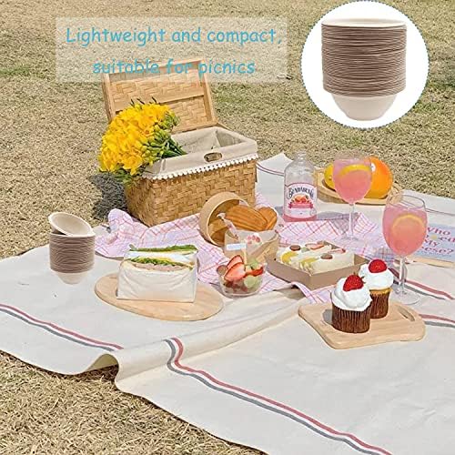 100 Pack Compostable 8 oz Paper Bowls,Small Natural Disposable Paper Bowls