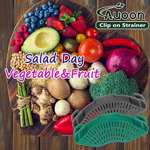 AUOON Clip On Strainer Silicone for Pots, Standard 8.86 x 3.55in, Sea Blue
