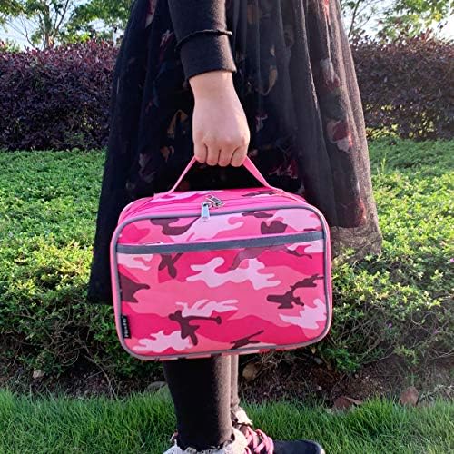 FlowFly Kids Lunch box Insulated Soft Bag Mini Cooler Back to School Thermal Meal Tote Kit for Girls, Boys, PinkCamo