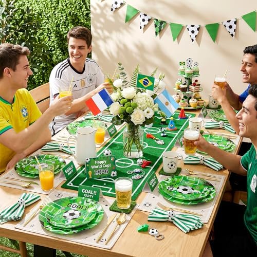 I00000 20 Green Plastic Soccer Plates, Disposable Plates for Soccer Party