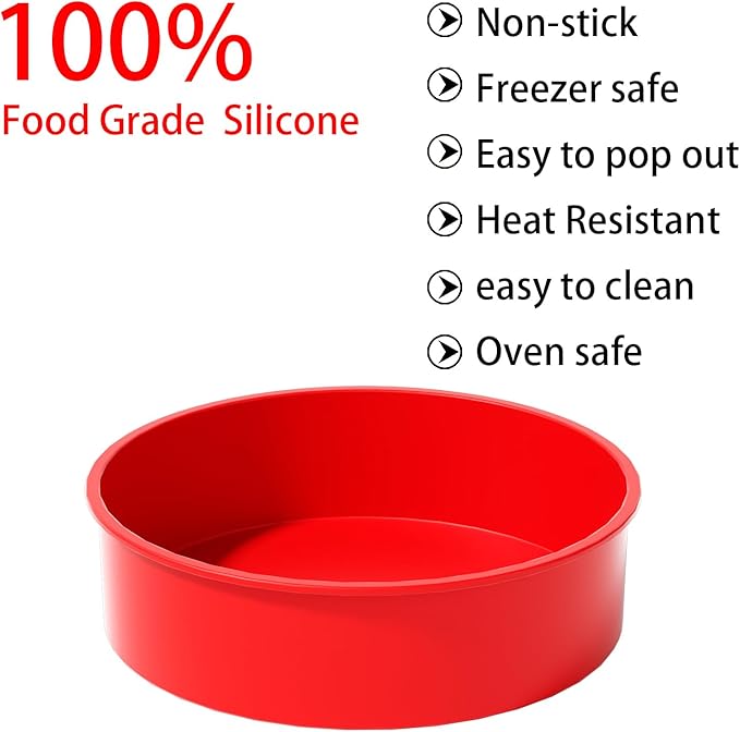 AVIDON 8 inch Cake Pans- Silicone Round Cake Molds for Layer Cake, Cheese Cake and Chocolate Cake, Non-stick and dishwasher safe silicone baking pans 4 packs (4)