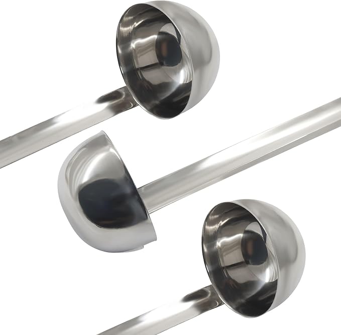 3 Oz Stainless Steel Ladle, 3 Pcs Sturdy Soup Ladle, 9" Long Handle Length for Stirring, Portioning and Serving Soup and Stew in Restaurants and Home (2.72" Bowl Diameter)