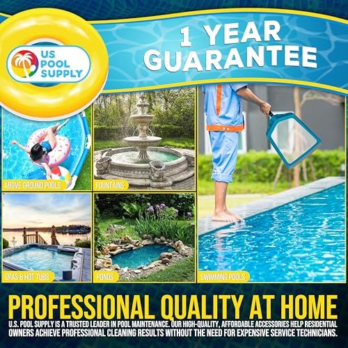 U.S. Pool Supply Pool Skimmer Net - Leaf Rake Fine Mesh Pool Skimmer Net