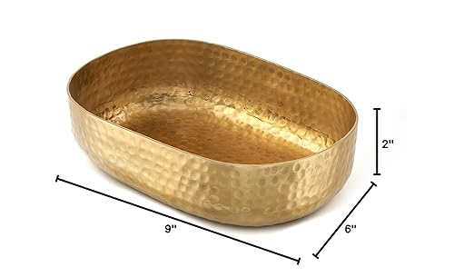 American Metalcraft ABHG69 Hammered Aluminum Entrée Basket, Oval, Gold, 48-Ounces