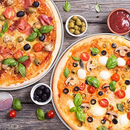 P&P CHEF Pizza Pan Set of 2, 13.5 Inch Stainless Steel Pizza Tray, Silver