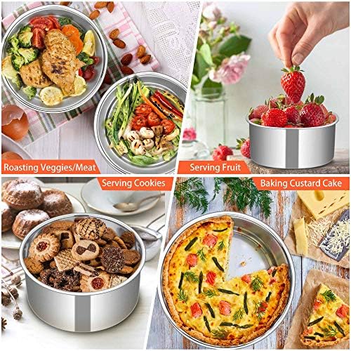 TeamFar 6 Inch Cake Pan, 6” x 3” Stainless Steel Round Baking Pan Set of 3