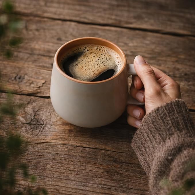 Ceramic Coffee Mugs Set of 4 | 12 oz Stoneware Coffee Cups | Lead-Free, Non-Toxic | Microwave and Dishwasher Safe | Comfortable Handle | Aesthetic Nordic Design for Tea and Latte | Sage Ash