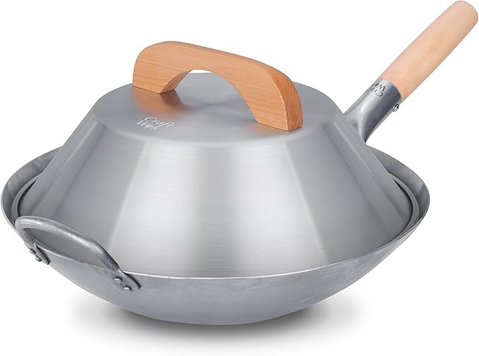 Craft Wok Dome Lid for 14-Inch Woks Traditional Dome Shaped with Wooden Handle Cover for 14 inch Woks Asian Cookware Aluminum / 732W3 (Pack of 2)