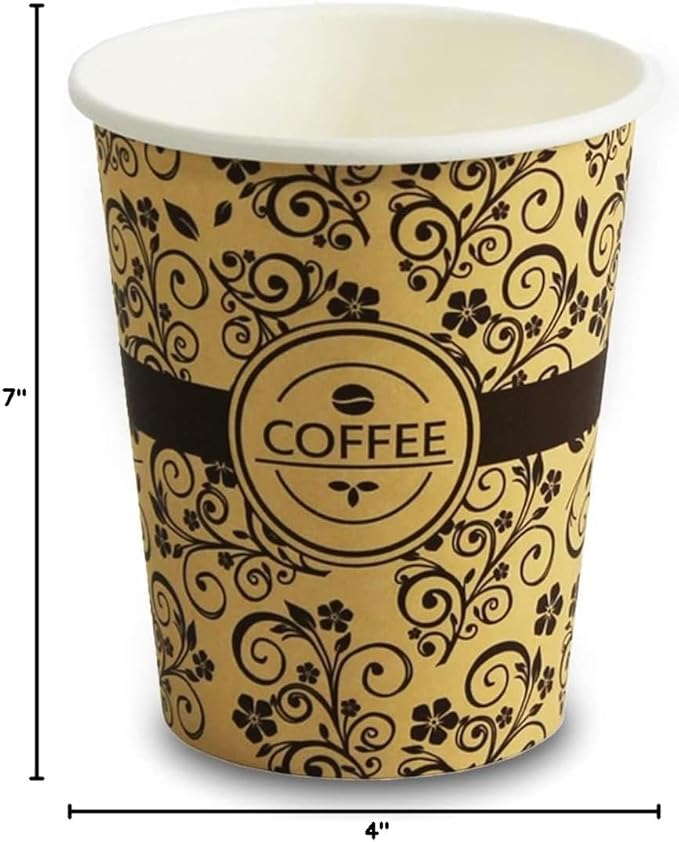 PAMI Disposable Coffee Cups, Single-Use Paper Cups, To-Go Hot Beverage Cups for Espresso Coffee Tea Hot Chocolate, Leak Resistant, Cafe & Home Use (1000, 8oz)