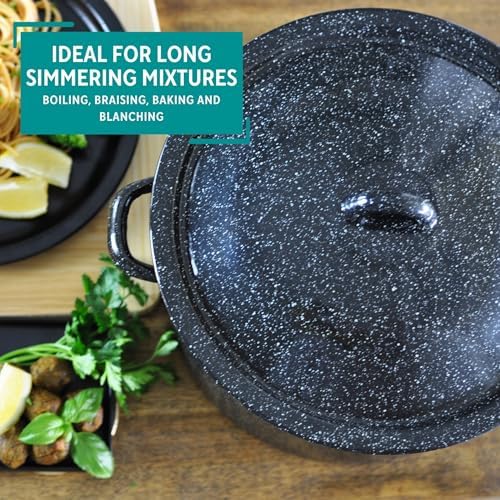 MIRRO 7.75 Qt Enamel Stock Pot for Canning, Black