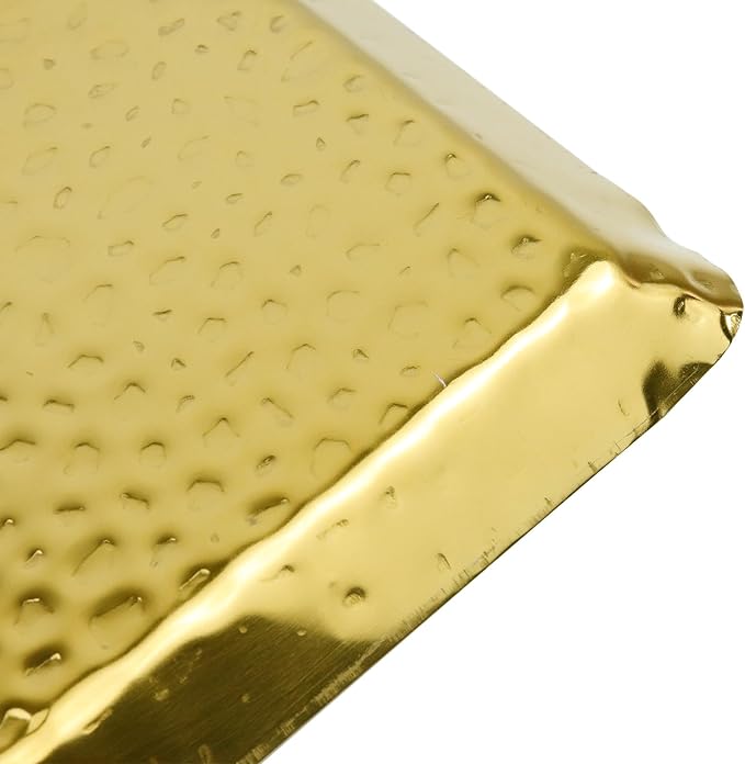 Antrader Hammered Rectangular Platter Serving Tray,Stainless Steel Decorative Storage Tray, Gold (10-Inch by 4-Inch)