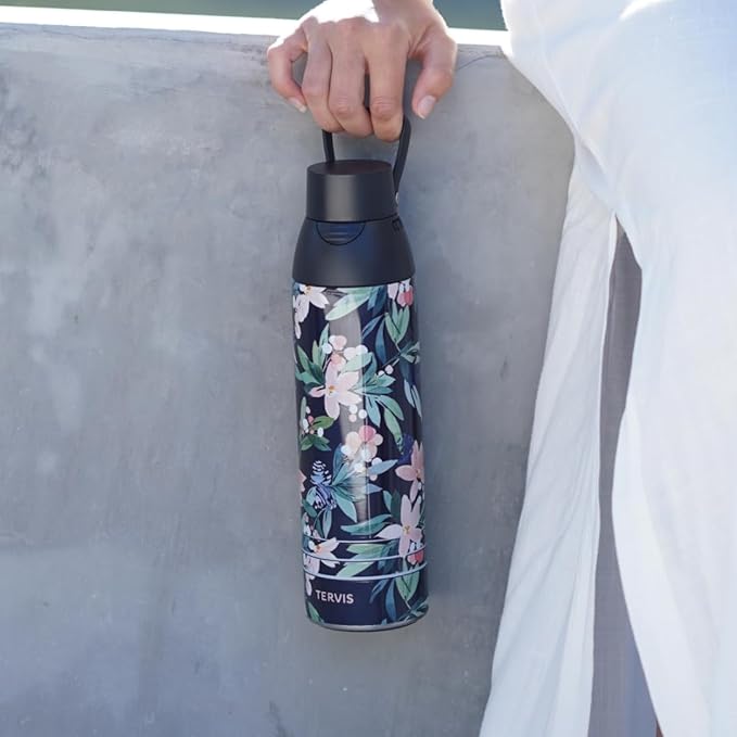 Tervis Venture Water Bottle Sara Berrenson - Kalani Peacock Triple Insulated Tumbler Travel Cup Keeps Drinks Cold & Hot, 26oz, Stainless Steel