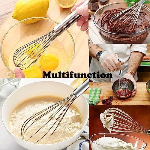 Polly Online Stainless Steel Whisk Set, 3 Packs Balloon Whisk for Cooking, Whisking, Blending (8",10",12")