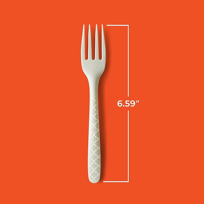 Hefty ECOSAVE Compostable Forks, 4 Pack, Disposable Forks for BBQs, Tailgates, Camping, Parties, and More, Strong and Durable Construction, Sustainable Design, 24 Forks per Pack, 96 Forks Total