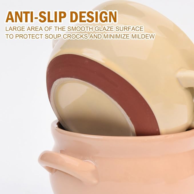 French Onion Soup Bowls, 16 oz French Onion Soup Crocks with Handles for Chilli, Cereal, Cereal, Pot Pies, Oven, Broil & Dishwasher Safe, Multicolor, Set of 4