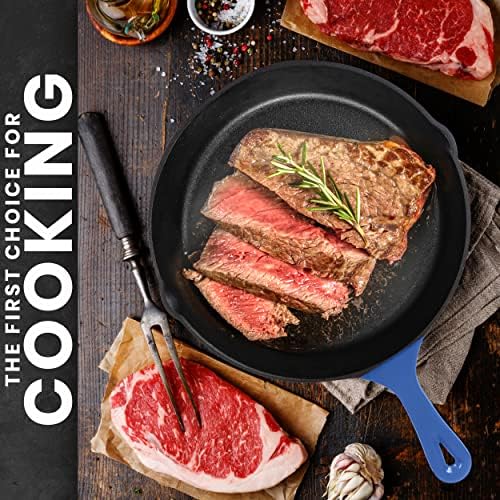 Utopia Kitchen Cast Iron Skillet Set 3 Piece 6 8 10 Inch PFAS-Free Blue