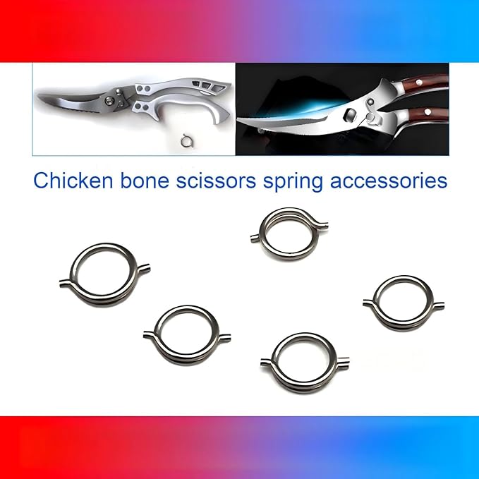 5-Pack Heavy Duty Kitchen Shears Replacement Springs - 1.8mm Wire Diameter, 15mm OD, 12mm ID - Compatible with Poultry Scissors, Meat Shears, Chicken Bone Scissors & Household Appliances