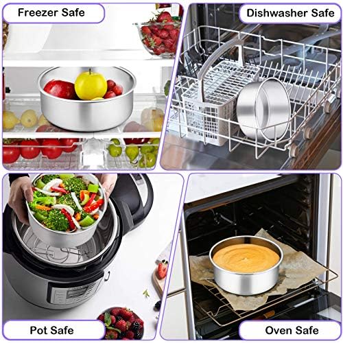 P&P CHEF 6 Inch Cake Pans Set, 3Pcs Stainless Steel Round Baking Pan