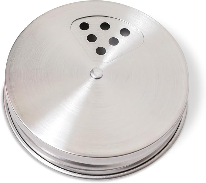 Mason Jar Spice Shaker Lids Stainless Steel – 6 Pack Adjustable Spice Lids for Mason Jars Wide Mouth – Seasoning Salt Pepper Dispenser Tops for Ball Canning Jars