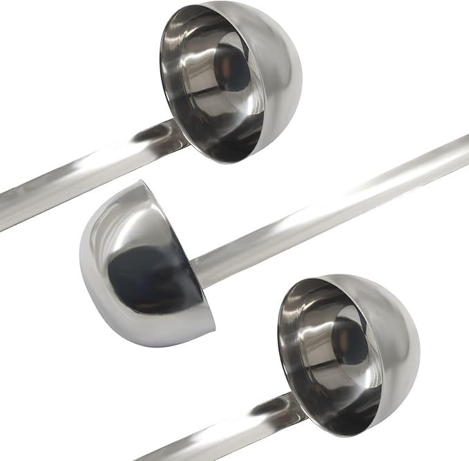 5 Oz Stainless Steel Ladle, 3 Pcs Sturdy Soup Ladle, 11.8" Long Handle Length for Stirring, Portioning and Serving Soup and Stew in Restaurants and Home (3.43" Bowl Diameter)