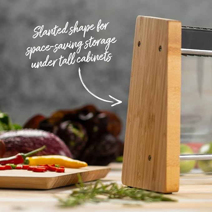 KUHN RIKON ICED Knife Block, Modern Knife Storage, Bamboo and Clear Panels, Removable Top Insert, Space Saving Countertop Knife Block