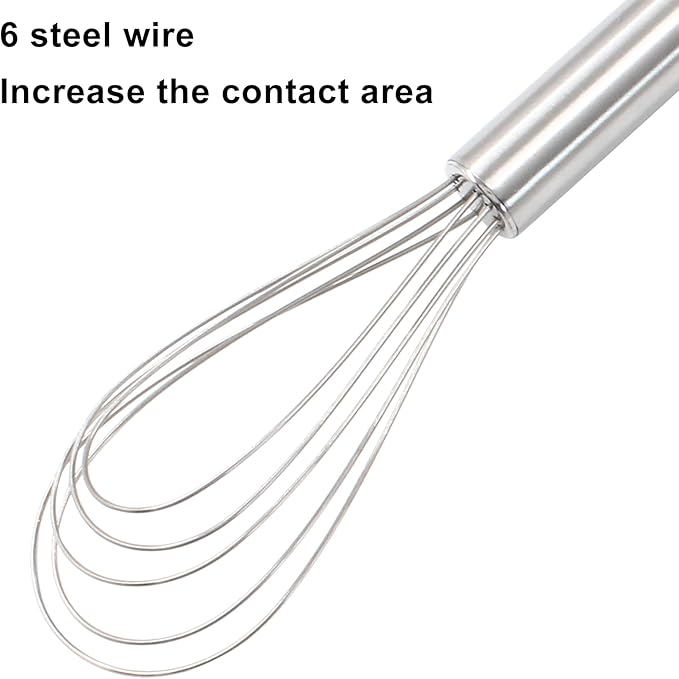 3 Pcs Kitchen Flat Whisk Set, Stainless Steel Egg Whisk Flat Wire Whisk 6 Wires Egg Mixing Whisk(6.73 Inch,10.11 Inch,10.51 Inch)