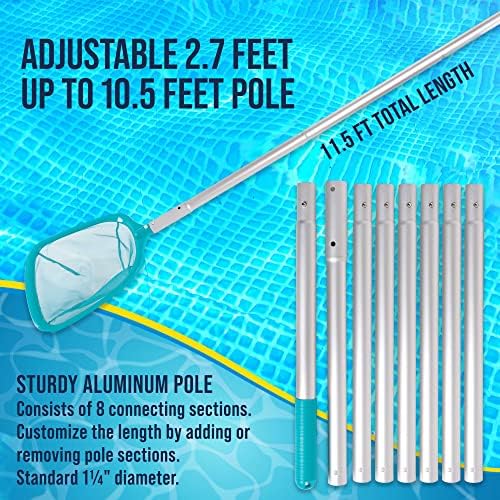 U.S. Pool Supply 11.5 Foot Swimming Pool Leaf Skimmer Net with Telescopic
