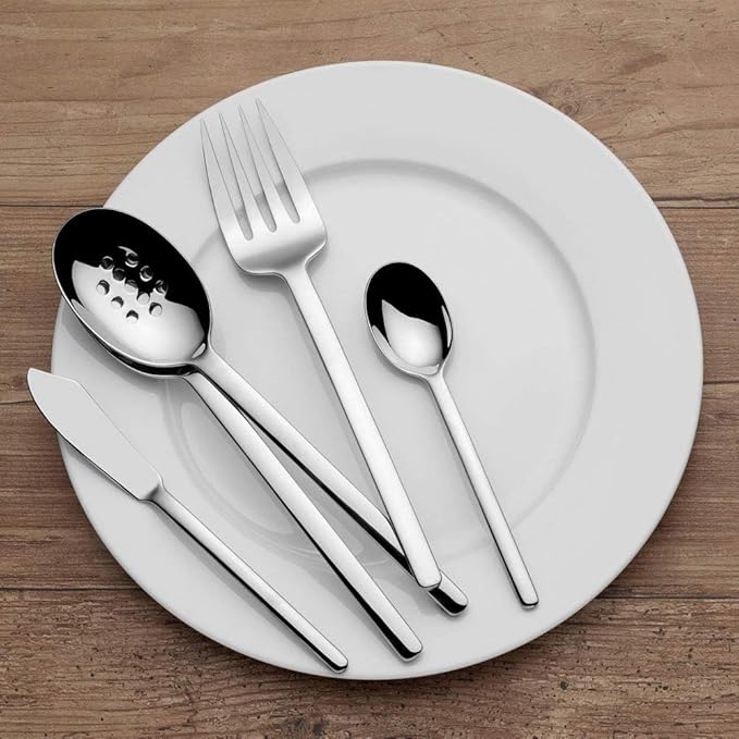 Mikasa, Zena Flatware Service for 8, 45 Piece Set, 18/0 Stainless Steel, Silverware Set with Serving Utensils
