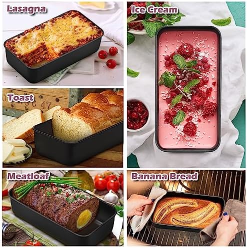 P&P CHEF Loaf Pan, 9 x 5 Inch Stainless Steel Bread Pan, (Black, 10Pcs)