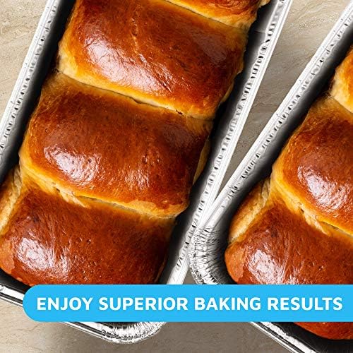 MontoPack Aluminum Disposable Loaf Pans | Deep Standard Size 8.5” x 4.5” Extra Thick Foil Bread Containers for Baking, Food Storage & Takeout | Eco-Friendly & Recyclable | Bulk 100-Pack 2 Pound Trays