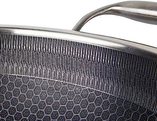 14" Honeycomb Non Stick Wok Pan Stainless Steel Stir-fry Wok with Lid,Skillet with Stay-cool Handle PFOA Free Suitable for Induction, Ceramic, Electric, and Gas Cooktops (Sliver, 14 Inches)